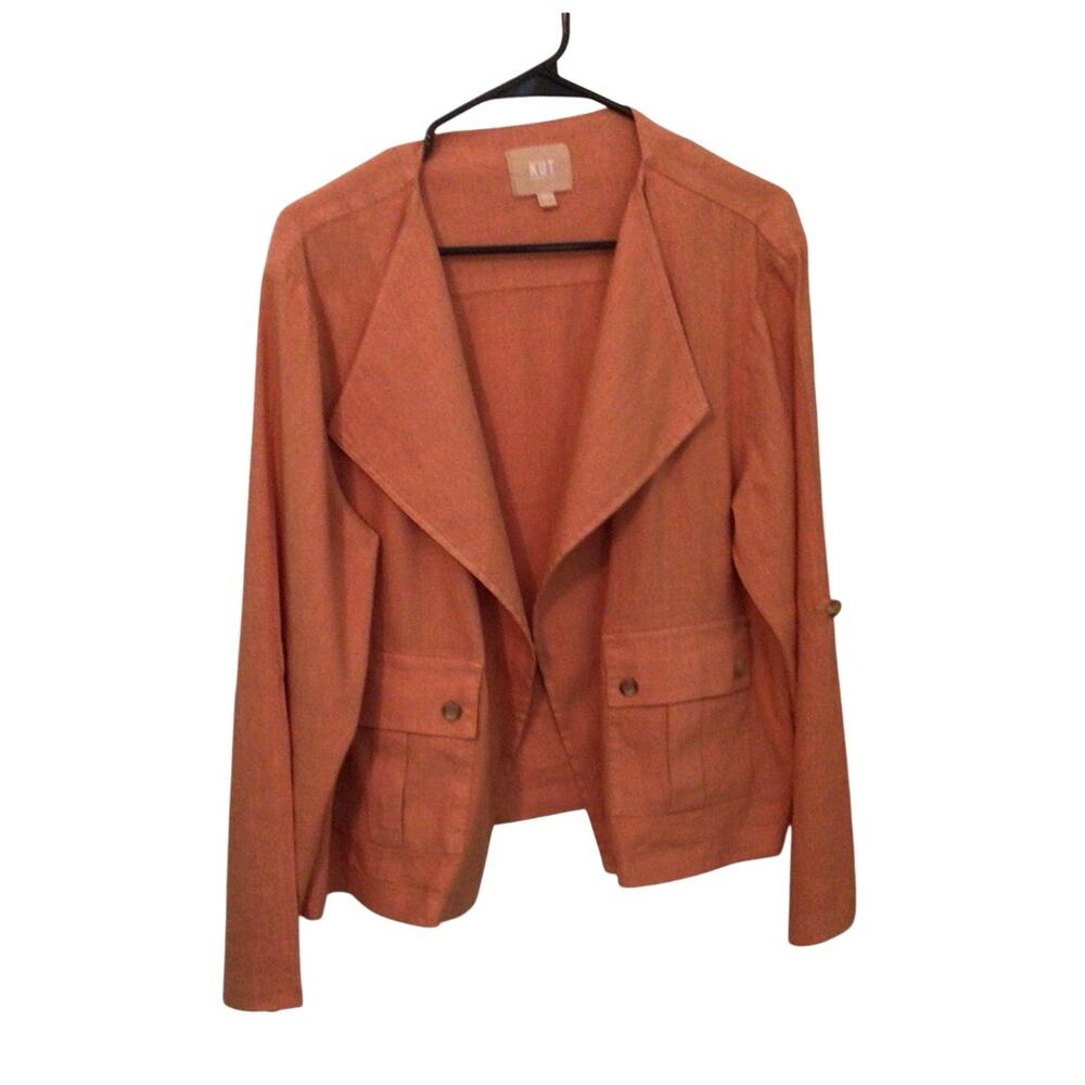 KUT from the Cloth Women’s Large Linen blend Blazer Jacket Open front